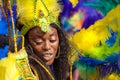 Street dancer is having fun at LondonÃ¢â¬â¢s Notting Hill Carnival Royalty Free Stock Photo